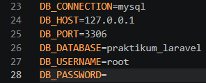 Konfigurasi database pada file .env